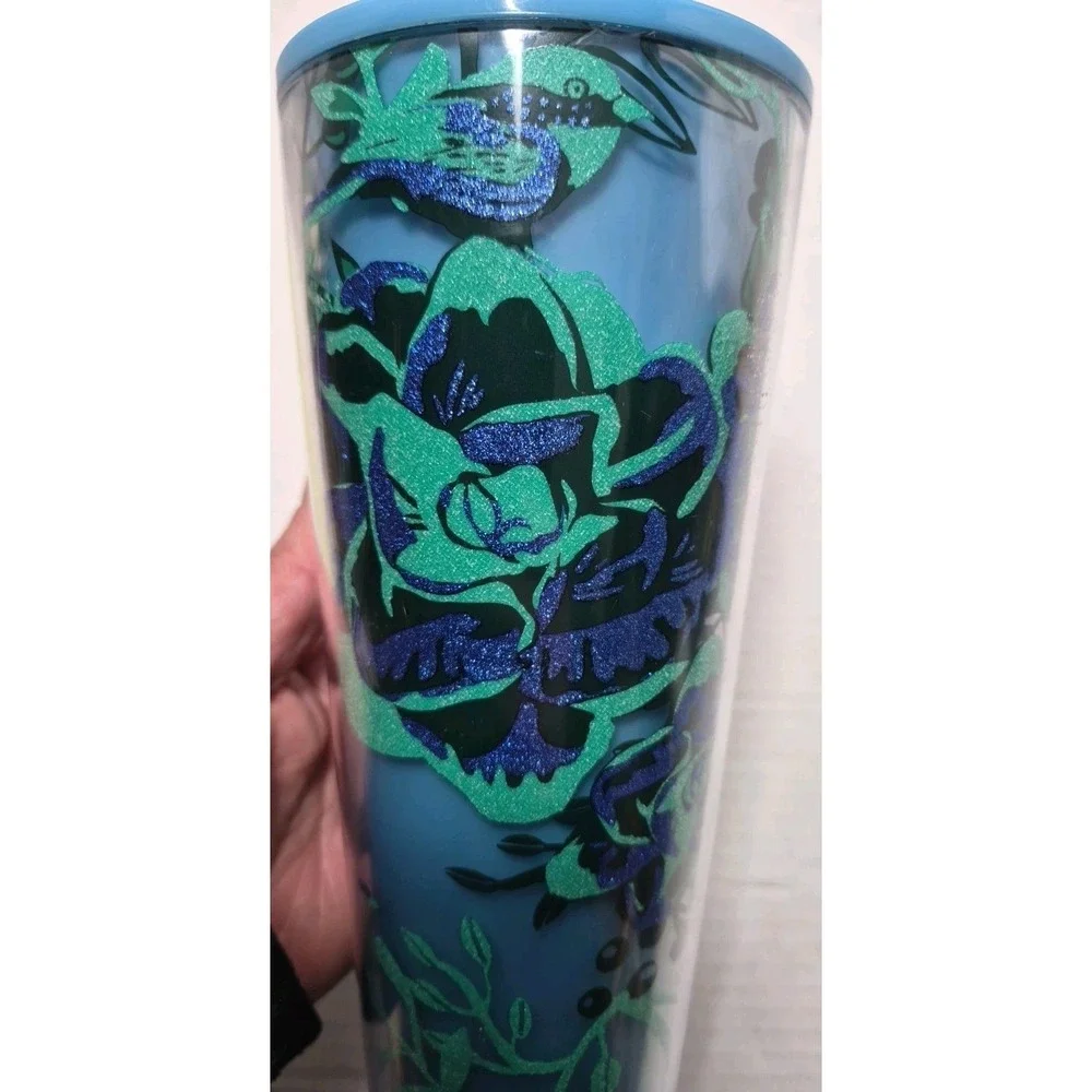 Starbucks Berry‎ Corsage Blue Venti Travel Cold Cup Tumbler 2022 Sparkle Coffee
